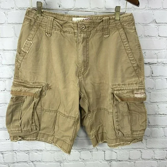 Short Cargo Homme Aeropostale Taille 30 - Couleur Beige, 100% Coton, Occasion En Très Bon état